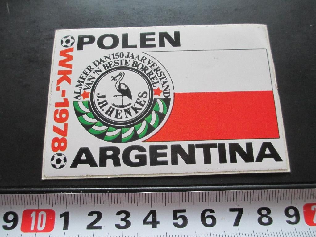 sticker henkes borrel voetbal WK 1978 vlag polen, Ophalen, Zo goed als nieuw
