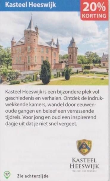 Kasteel Heeswijk 20% kortingsbon, Tickets en Kaartjes, Drie personen of meer, Kortingskaart
