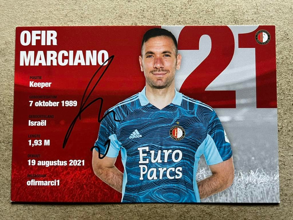 Feyenoord spelerskaart Marciano met handtekening, Ophalen of Verzenden, Zo goed als nieuw, Feyenoord, Spelerskaart
