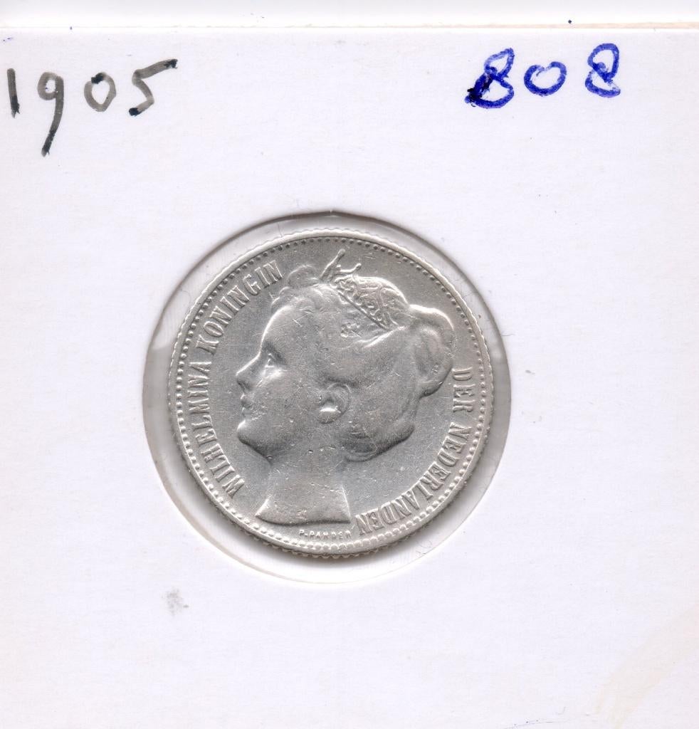 WILHELMINA 1/2 GULDEN 1905 ZILVER, Postzegels en Munten, Munten | Nederland, ½ gulden, Zilver, Ophalen of Verzenden, Koningin Wilhelmina