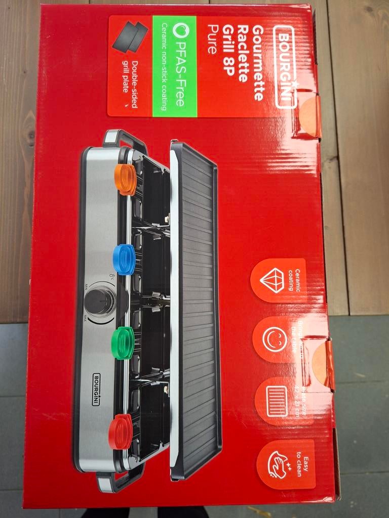 Bourgini Gourmet Raclette Grill 8P - Nieuwstaat, Ophalen, Nieuw