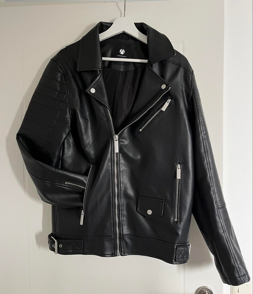 Stijlvol Zwart Leren Bikerjack - Maat M, Ophalen of Verzenden, Nieuw, Maat 48/50 (M), Zwart