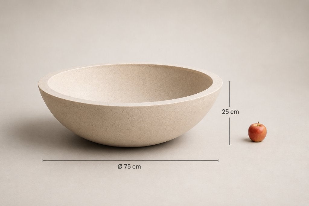 Grote schaal in betonlook, kunststof, Ophalen, Kunststof, Schaal, Rond
