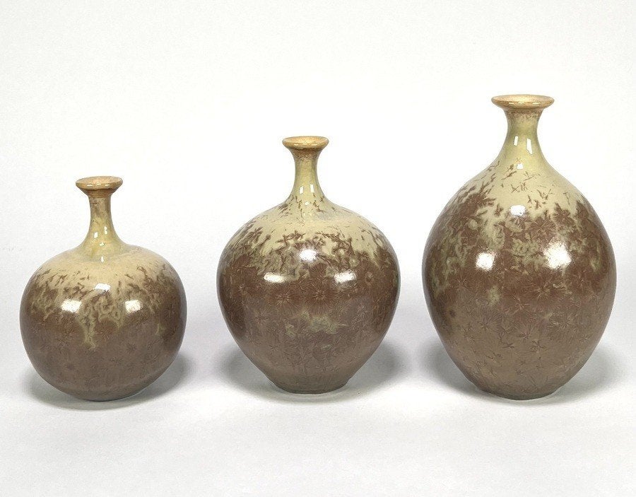 86. Keramische vazen met kristalglazuur, Yvon Angé – ca.1980, Ophalen