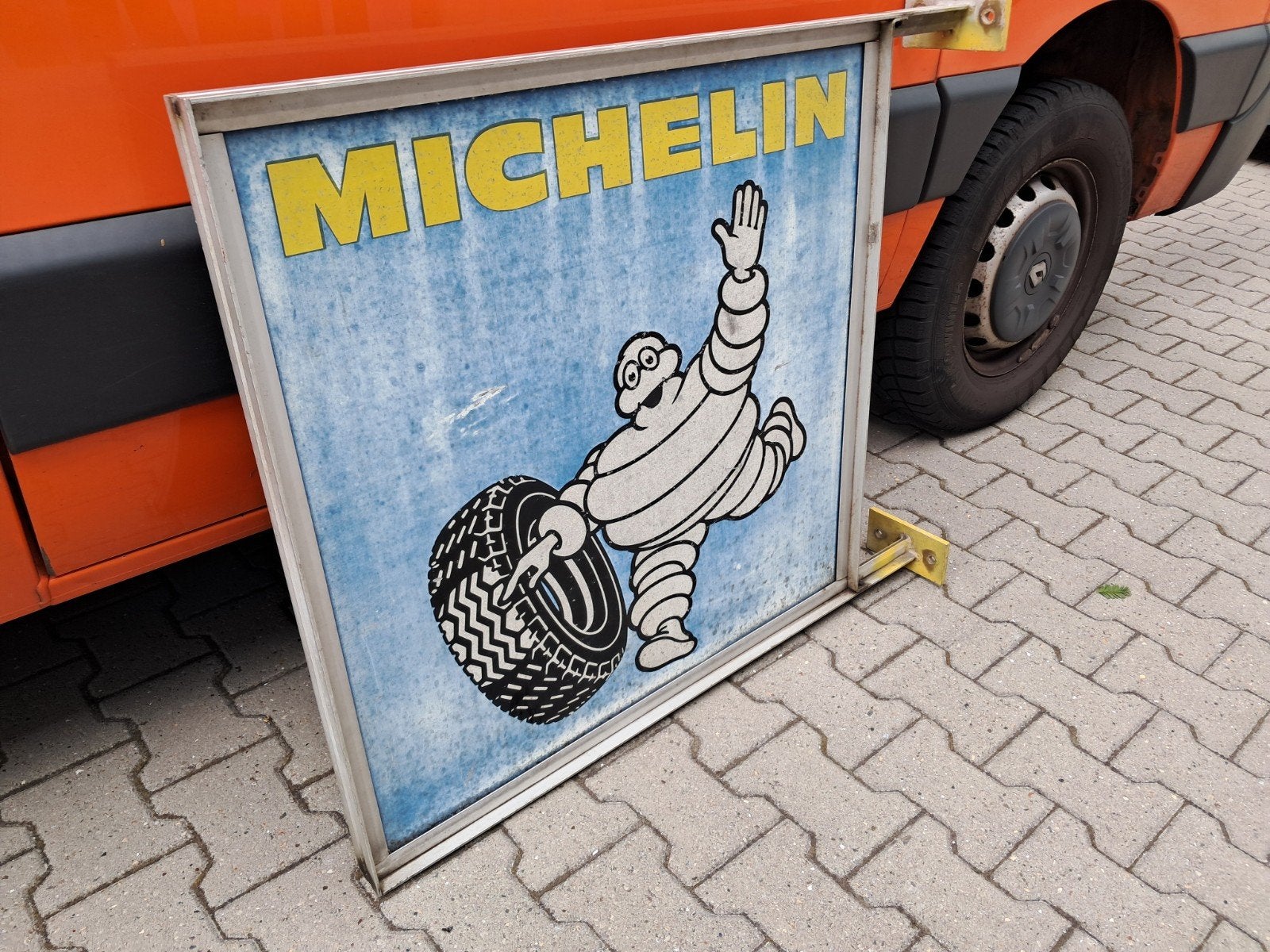 Dubbelzijdig Michelin reclame van ALU, kom je weinig tegen, Verzamelen, Ophalen, Reclamebord, Eu, Gebruikt