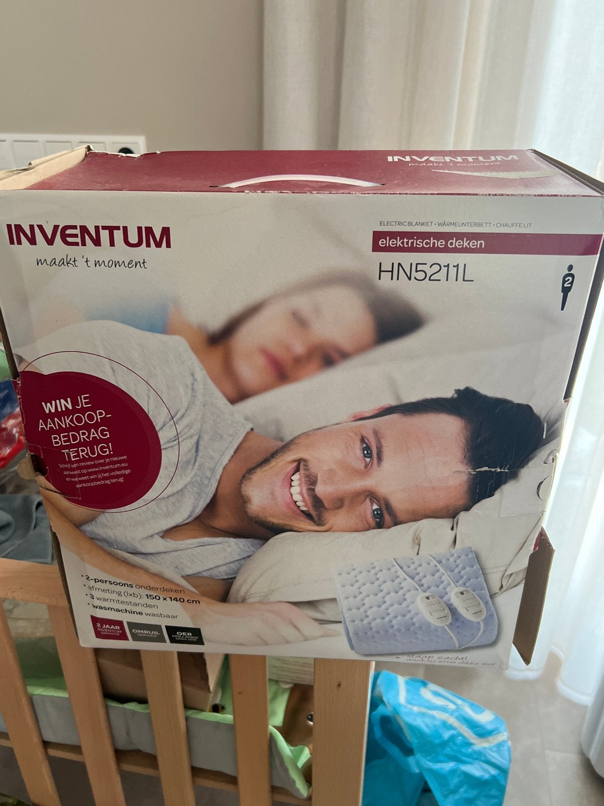 Inventum HN5211L 2-persoons elektrische onderdeken, Ophalen, Gebruikt, Tweepersoons, Deken of Dekbed