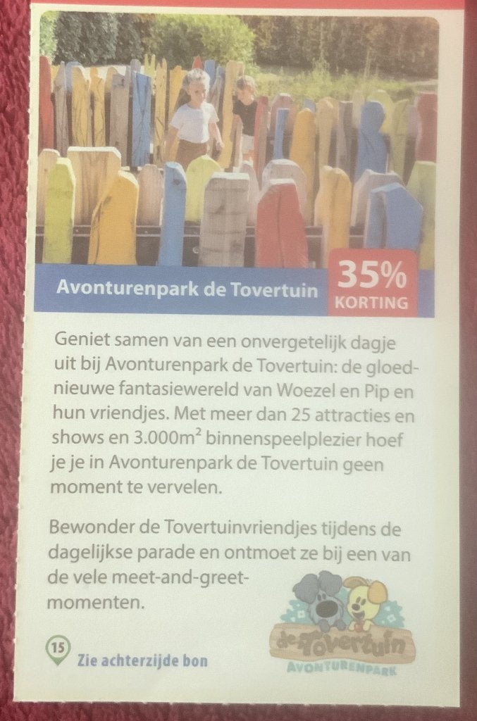 Avonturenpark de Tovertuin in Hoogerheide Voordeelbon, Drie personen of meer, Kortingskaart