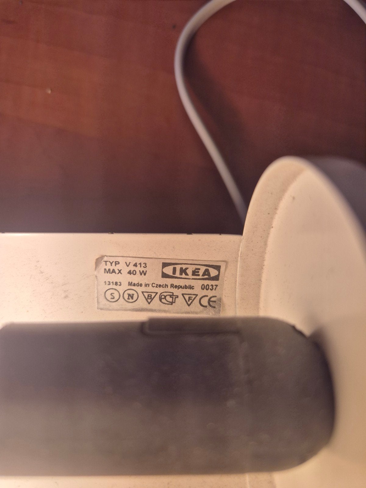 IKEA Wandlamp V.413 - Wit, Max 40W, Met snoer/stekker, Gebruikt, IKEA, Overige fittingen