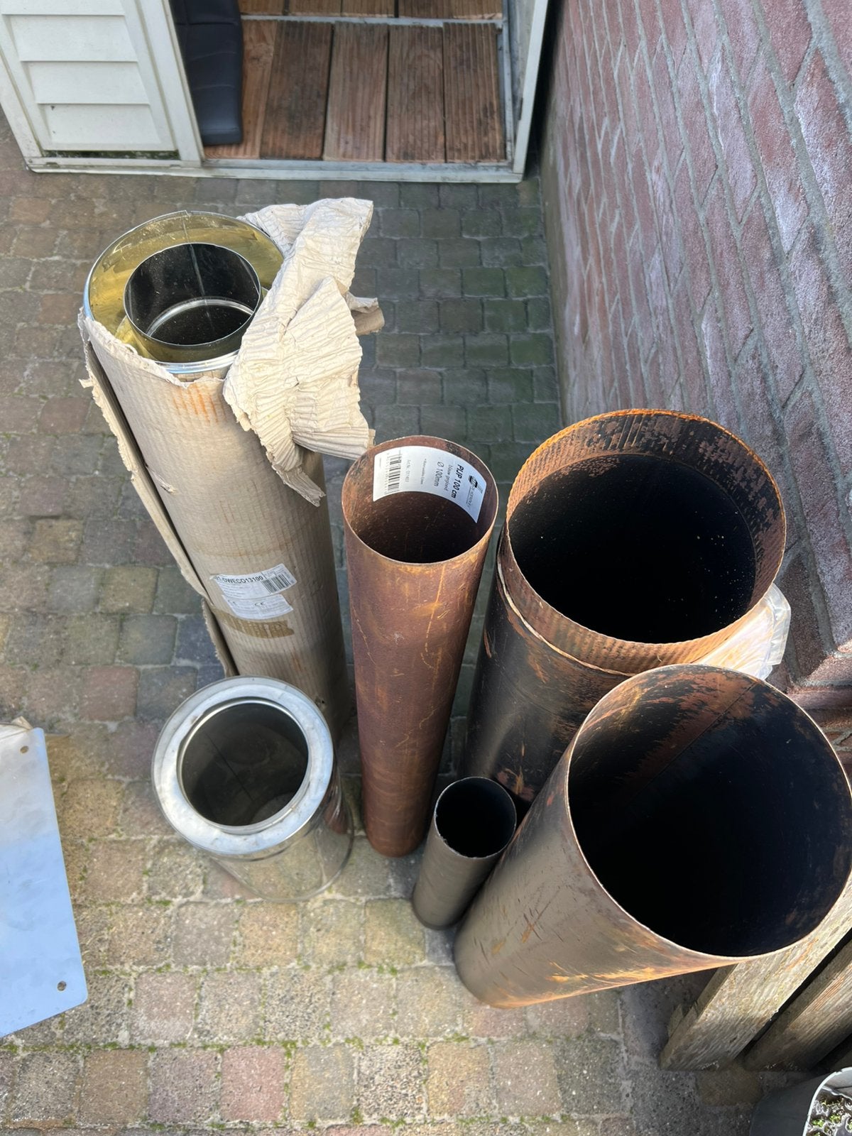 Kachelpijpen diverse maten en onderdelen, Ophalen, Afvoer, Zo goed als nieuw, Rvs