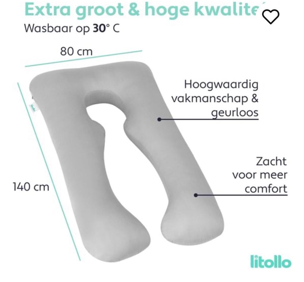 Litollo XXL Zwangerschapskussen - Comfortabel & Wasbaar, Ophalen, Grijs