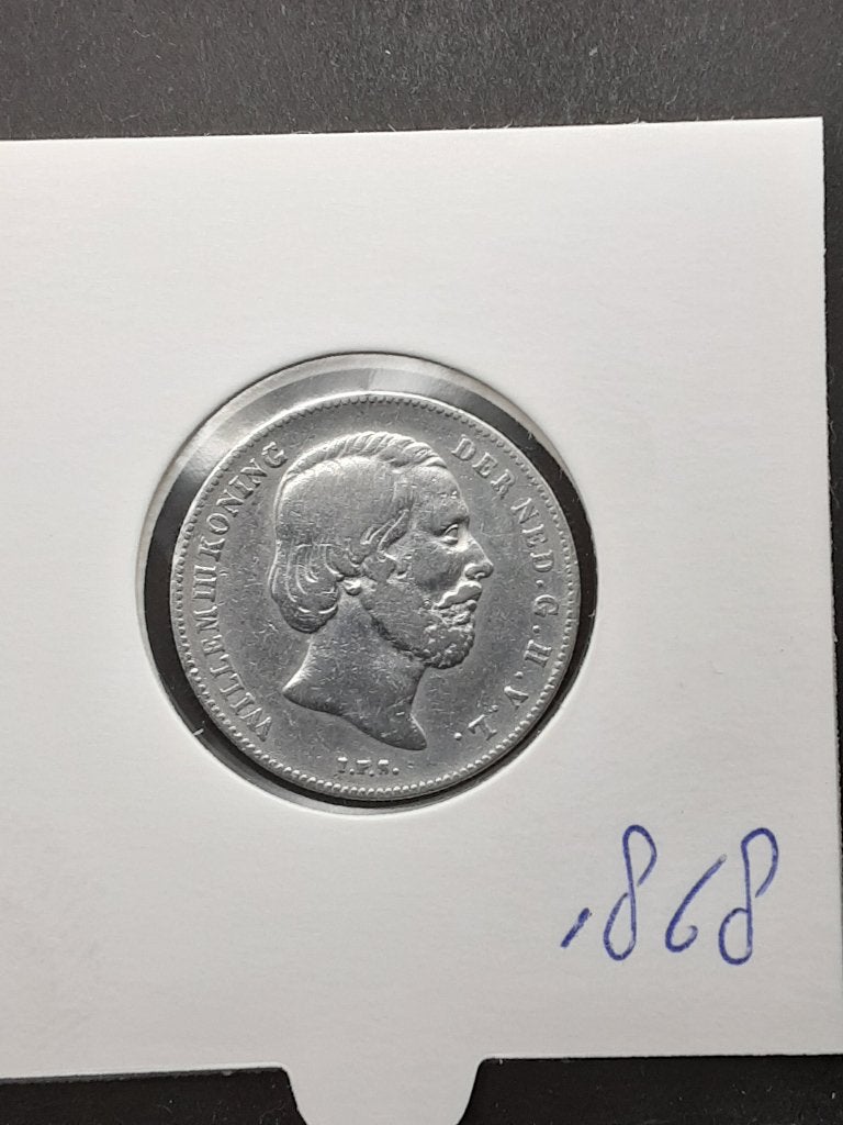 1/2 gulden 1868 Koning Willem III, ½ gulden, Koning Willem III, Verzenden, Zilver