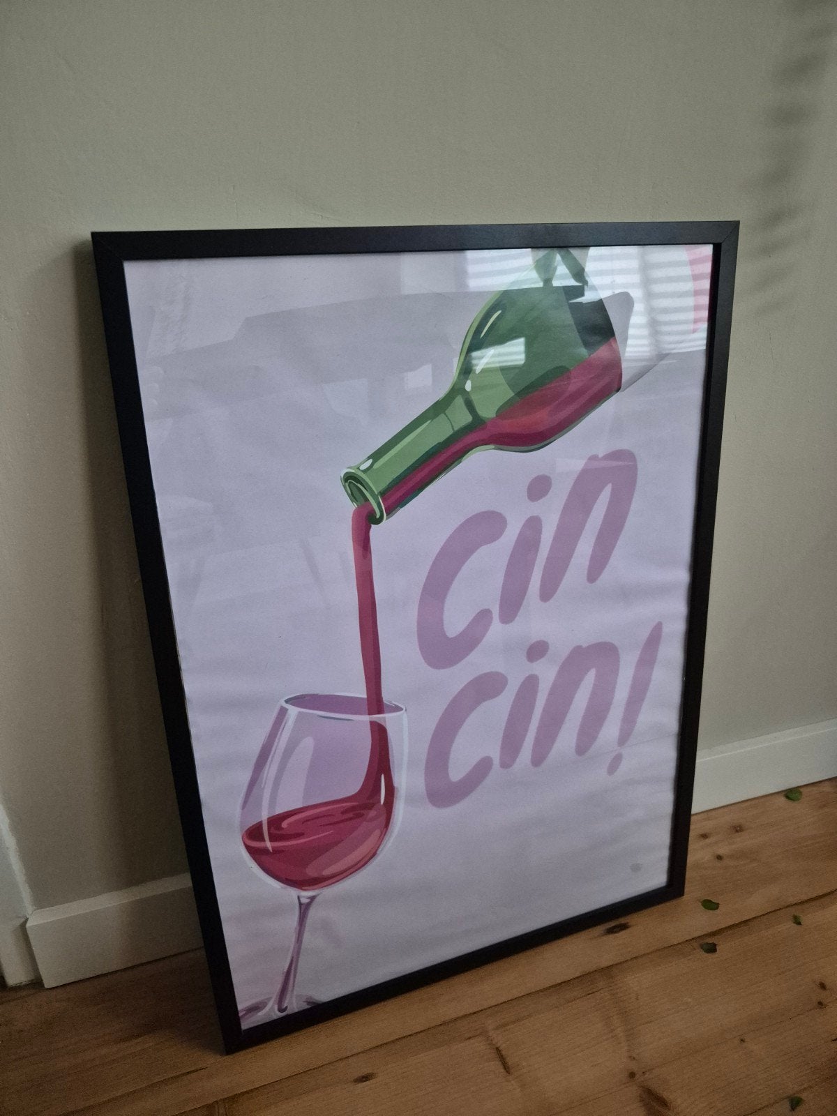 Zwarte houten fotolijst 50x70 cm met plastic, Ophalen, Kunststof, Gebruikt, Fotolijst