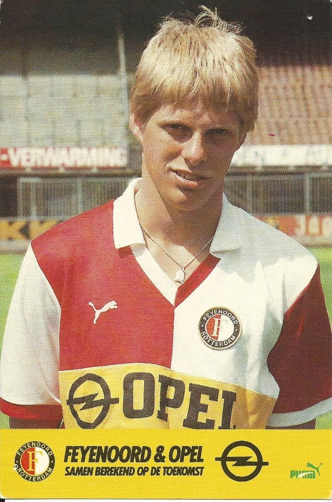 1984-1985 fotokaart Opel Johan Steur Feyenoord, Verzamelen, Verzenden, Zo goed als nieuw, Feyenoord, Spelerskaart