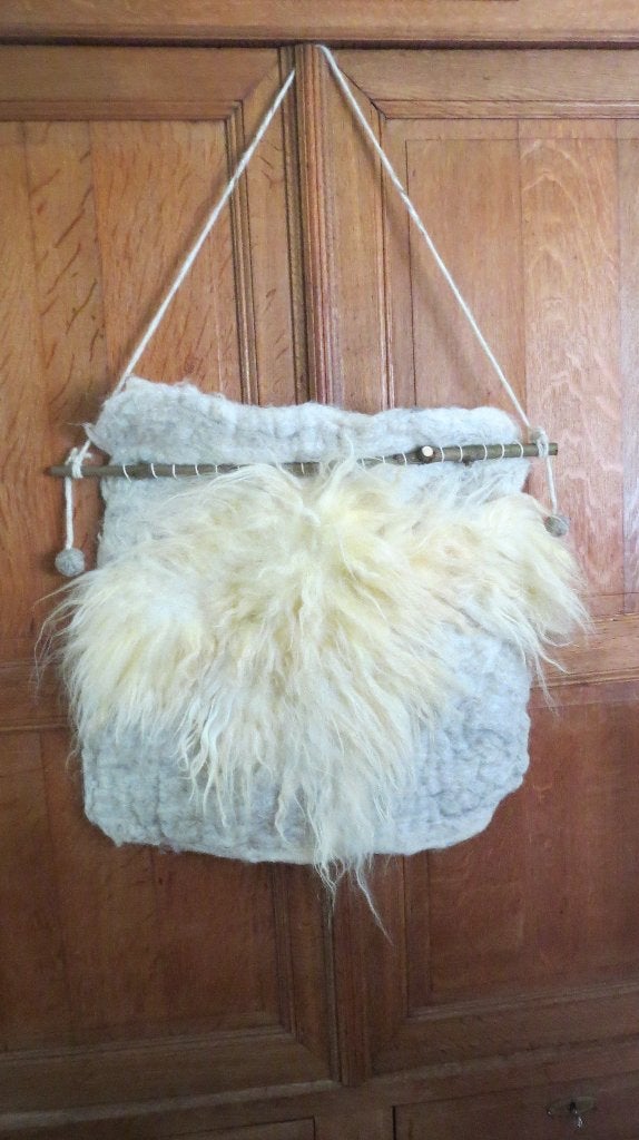 Racka schaap en Schoonebeker, gevilt wandkleed, wol, Verzenden, Wandhanger, 60 cm, Nieuw