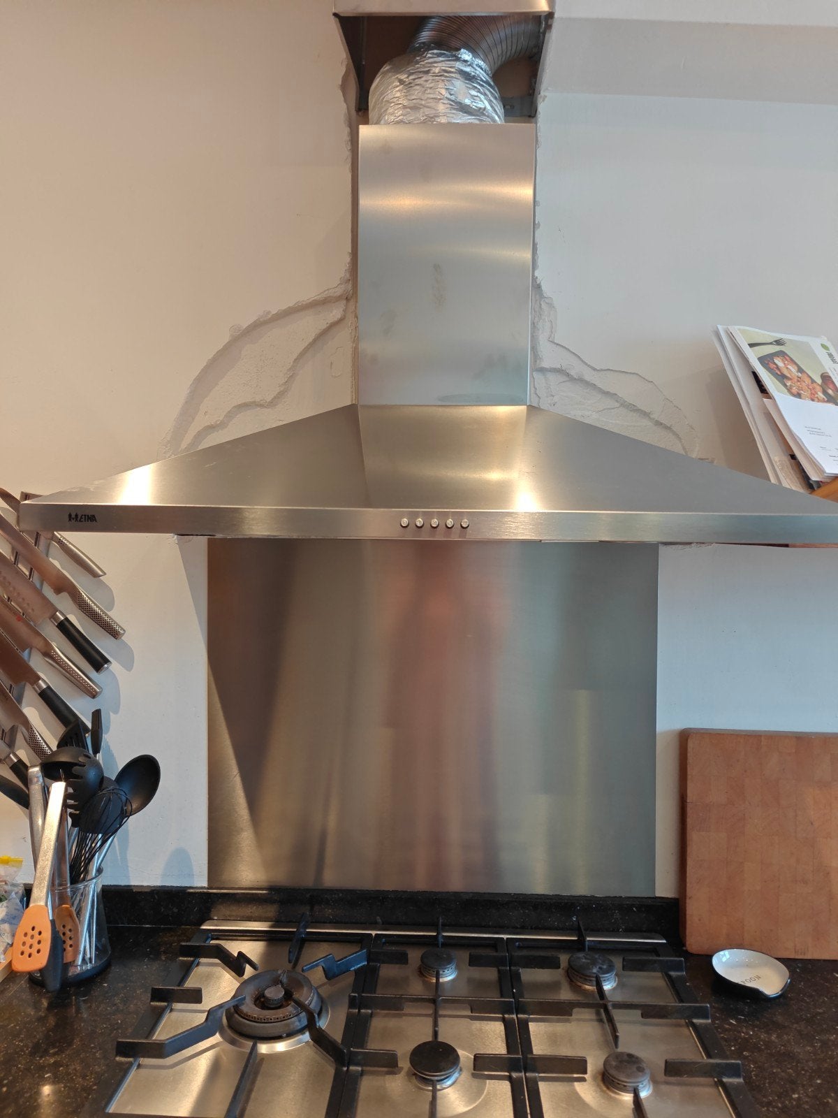 ETNA Afzuigkap RVS 90 cm breed- Wandschouwkap, Ophalen, Gebruikt, Wandschouwkap, Vrijstaand