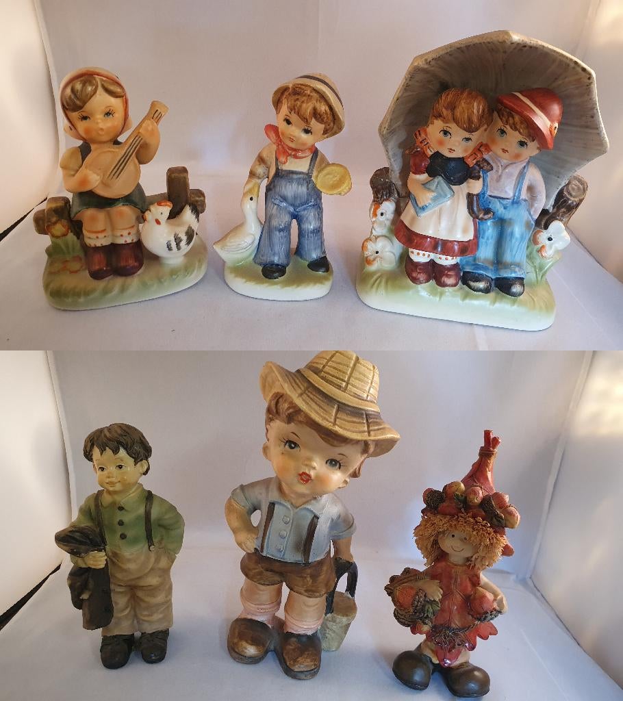 6 (imitatie Hummel) beeldjes, Verzamelen, Beelden en Beeldjes, Gebruikt, Overige typen, Ophalen of Verzenden