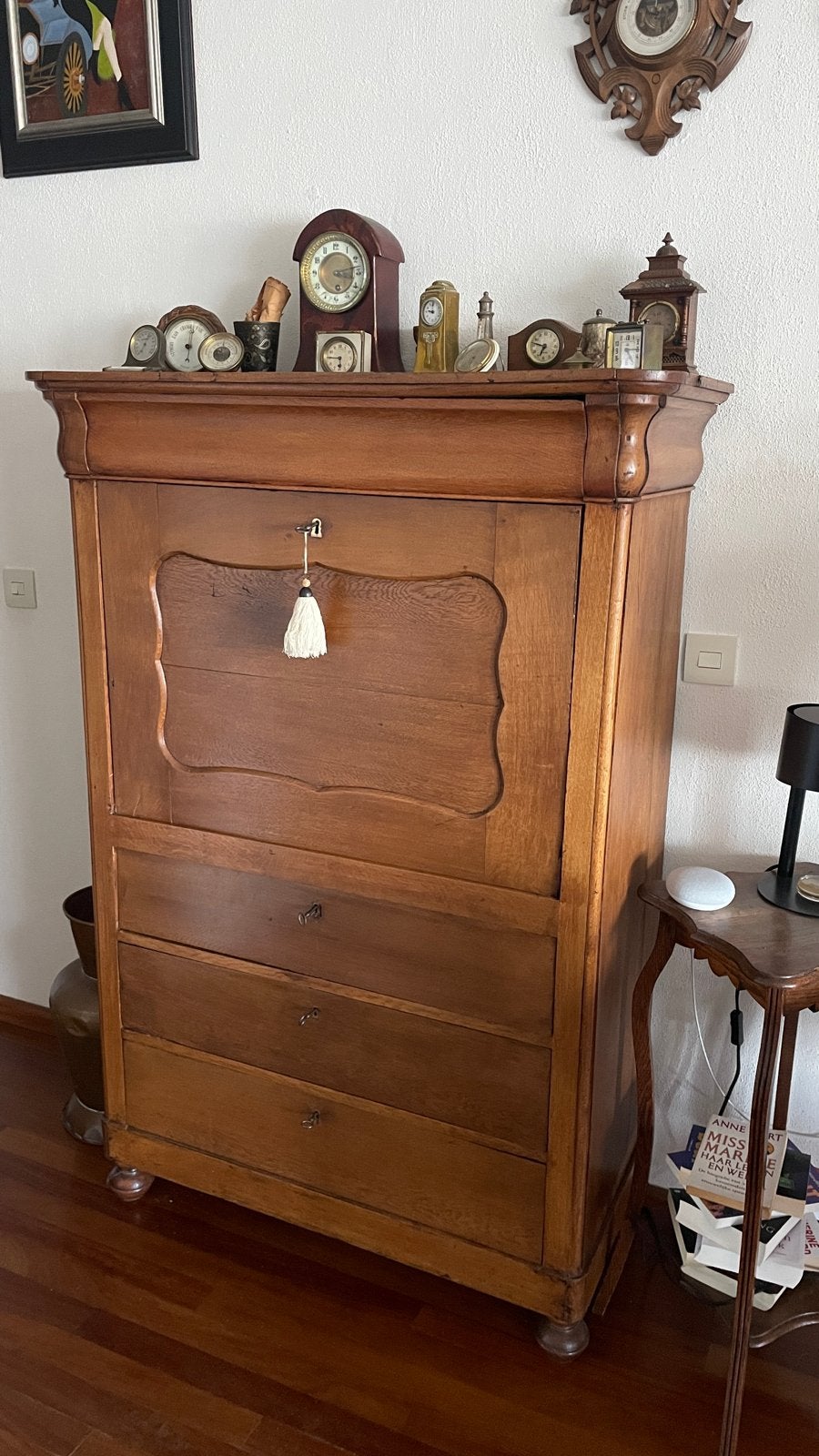 Antieke Biedermeier kast met secretaire, Ophalen of Verzenden