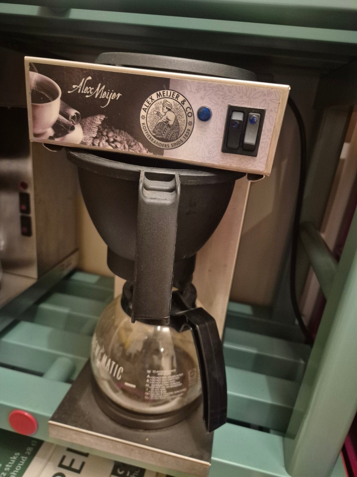 Alex Meijer & Co bravilor Koffiemachine met glazen kan, Ophalen, Gebruikt, Koffiemachine, Gemalen koffie