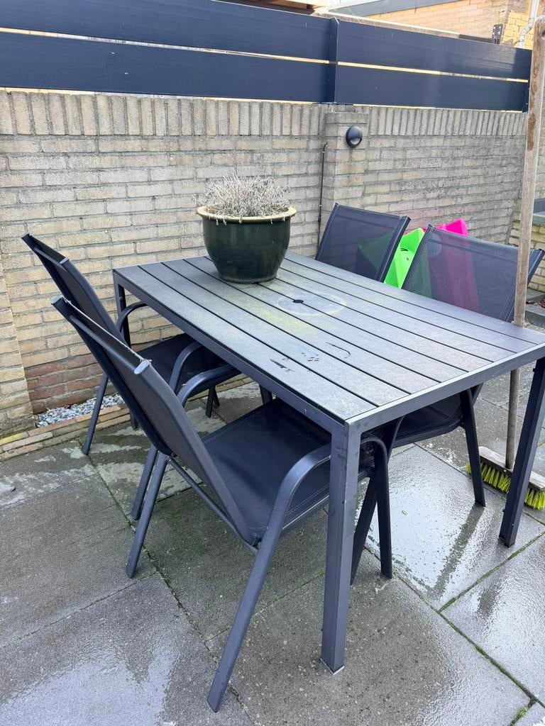 Tuinset tafel met 4 stoelen, Ophalen, 4 zitplaatsen, Gebruikt, Eettafel
