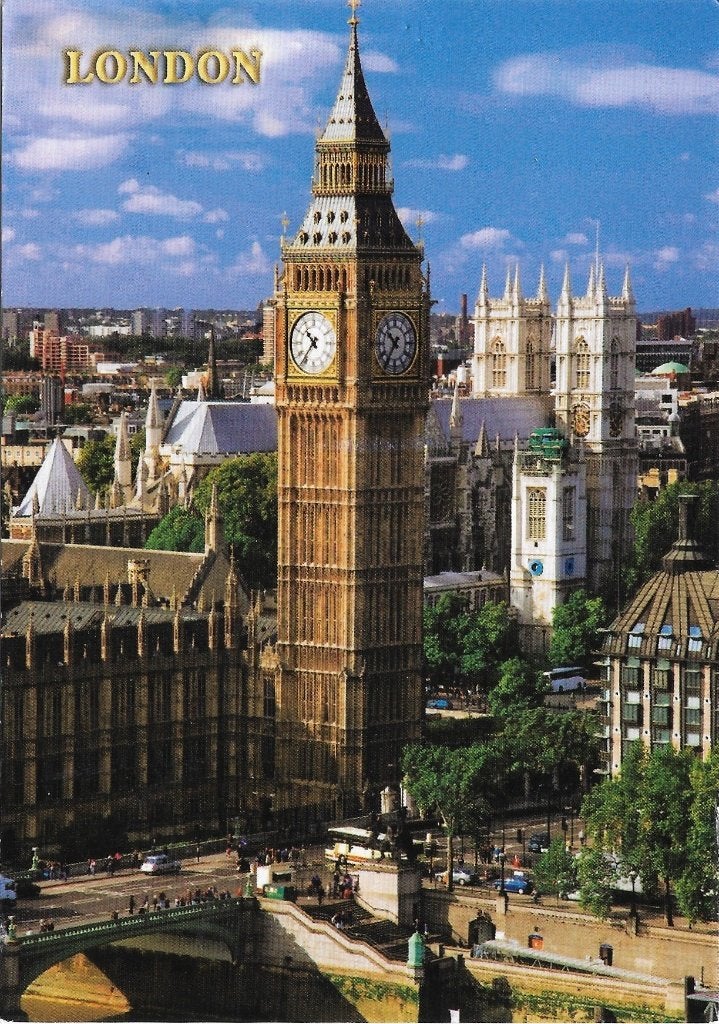 Ansichtkaart  	Londen (Eng)	Big Ben 	& Westminster Abbey, Verzenden, 1980 tot heden, Gelopen, Engeland