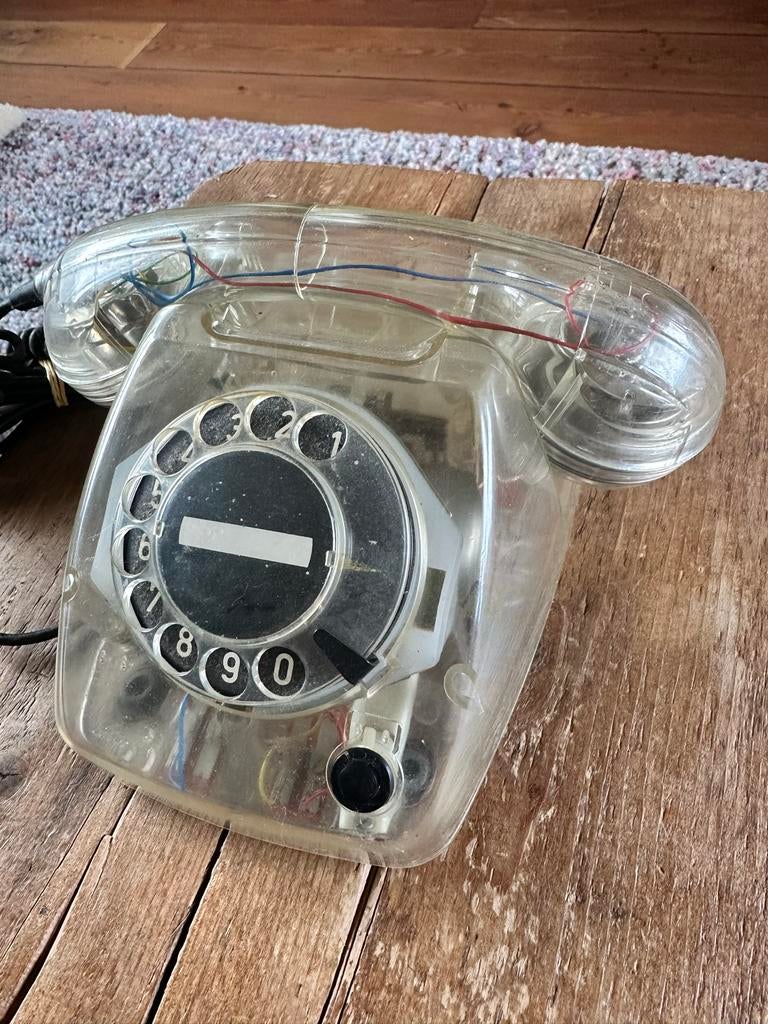 Vintage Transparante Telefoon met Draaischijf, Telecommunicatie, Vaste telefoons | Niet Draadloos, Ophalen of Verzenden, Gebruikt