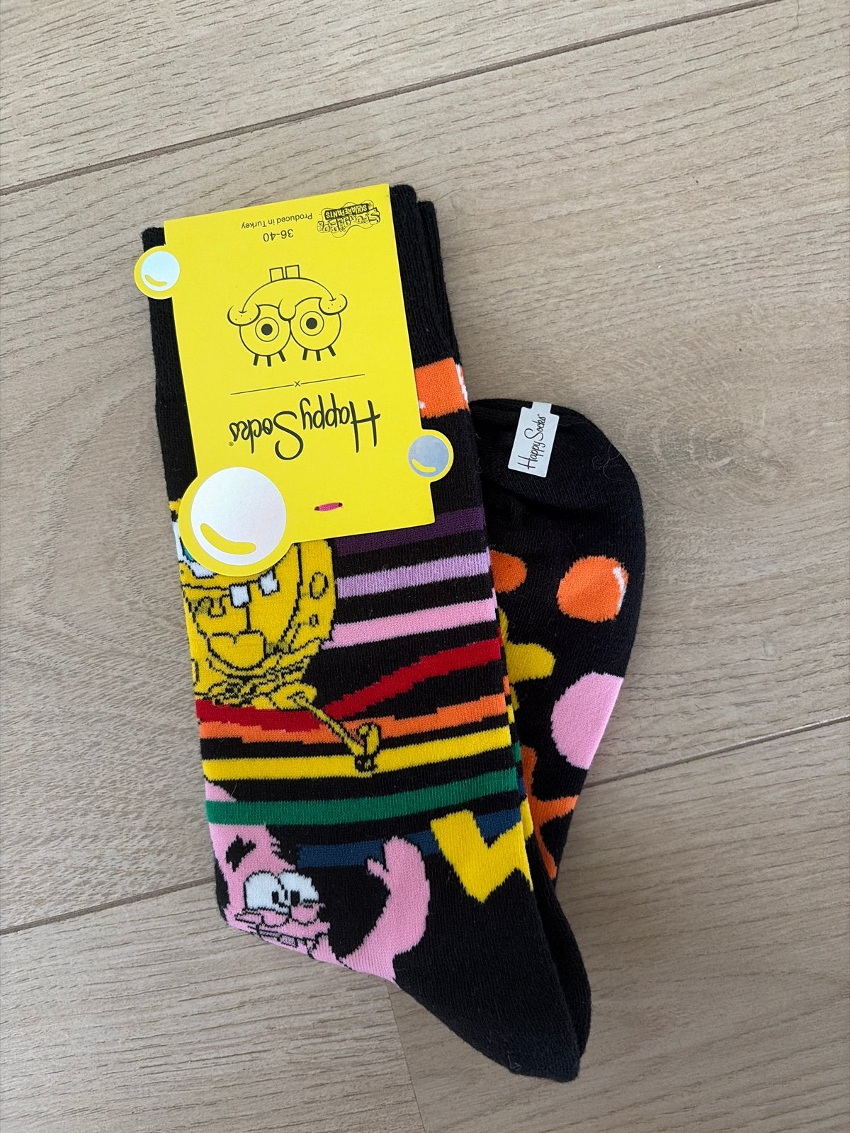 Happy Socks SpongeBob & Patrick sokken - Maat 36-40, Sokken en Kniesokken, Verzenden, Zwart, Maat 35 t/m 38