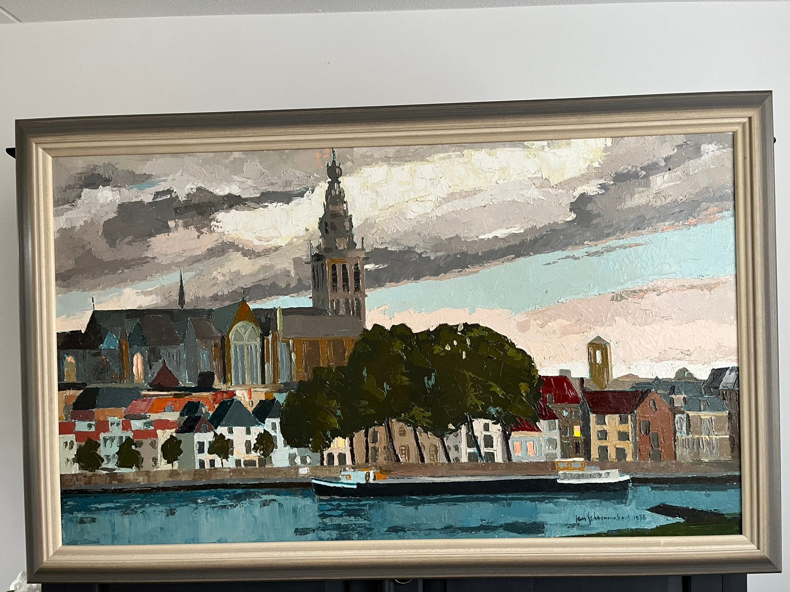 Olieverf schilderij op linnen doek van Jan schoenmakers, Antiek en Kunst, Ophalen