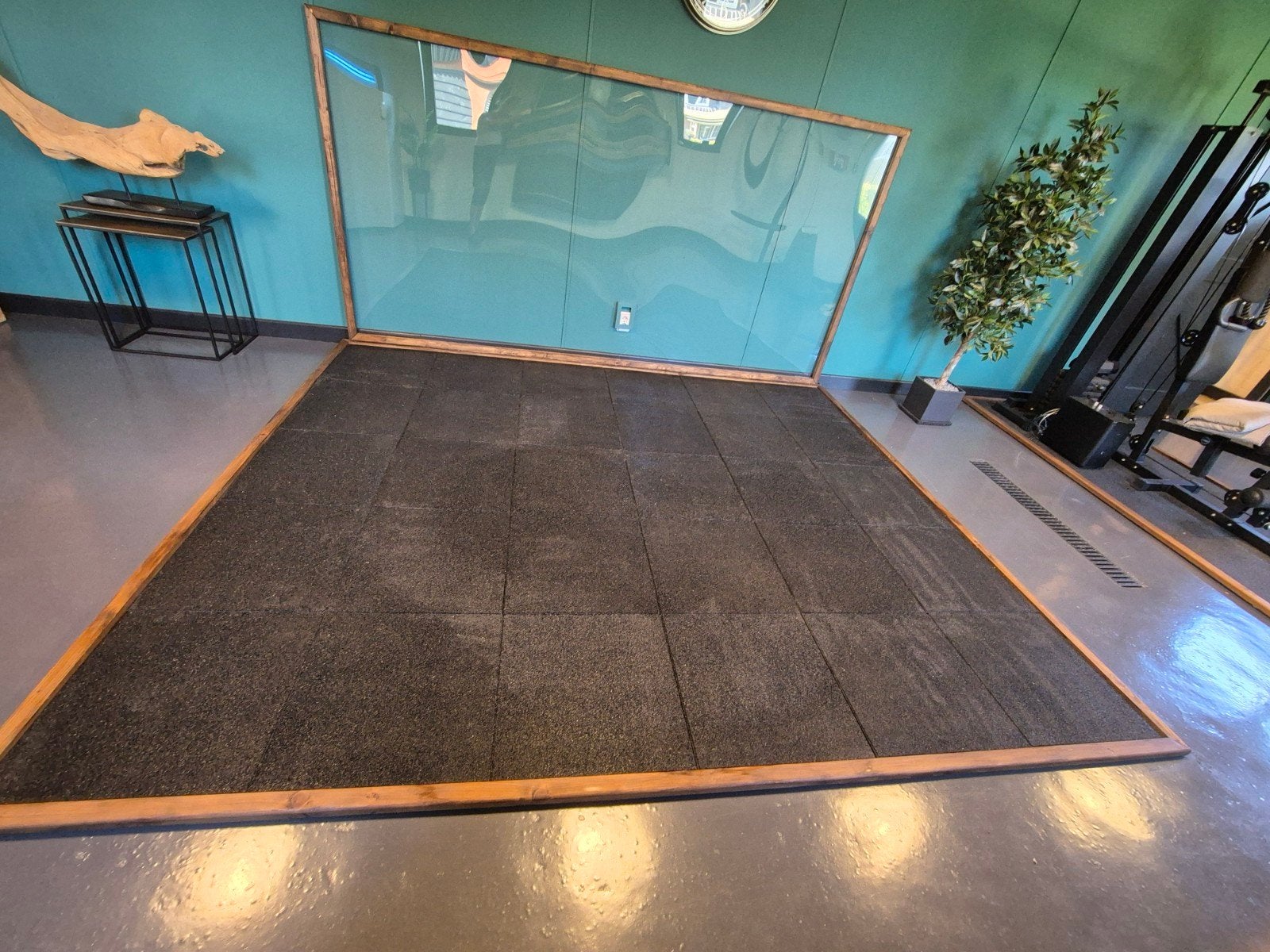 Jacuzzi ondergrond met spatwand - rubber tegels & hout, Ophalen