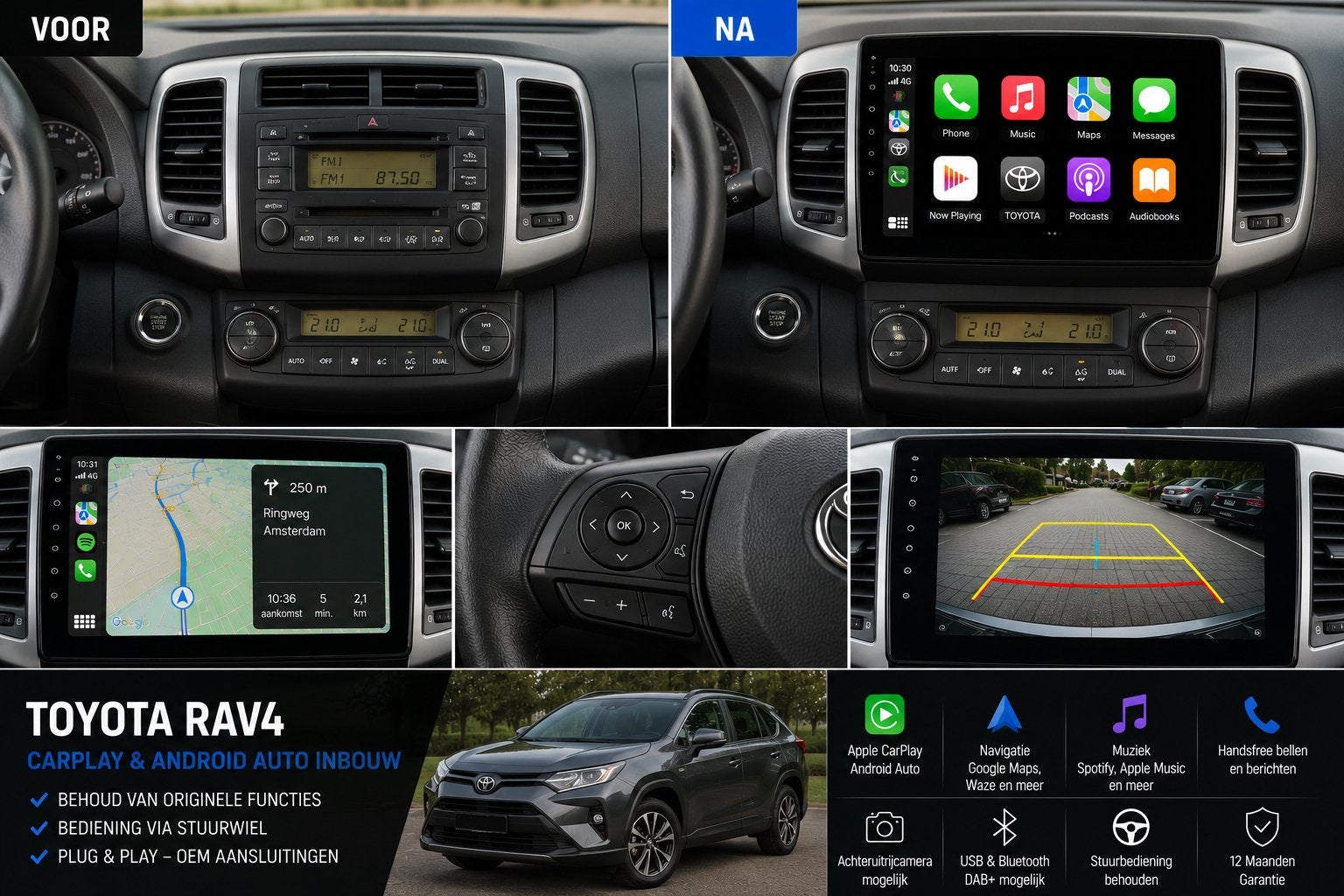 Toyota RAV4 CarPlay & Android Auto Inbouw, Ophalen, Nieuw
