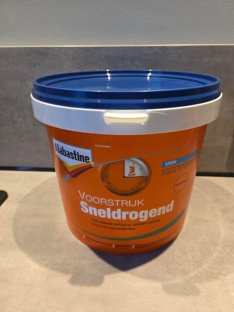 Alabastine Voorstrijk Sneldrogend Transparant 5L (vol), Ophalen of Verzenden, Zo goed als nieuw, Wit