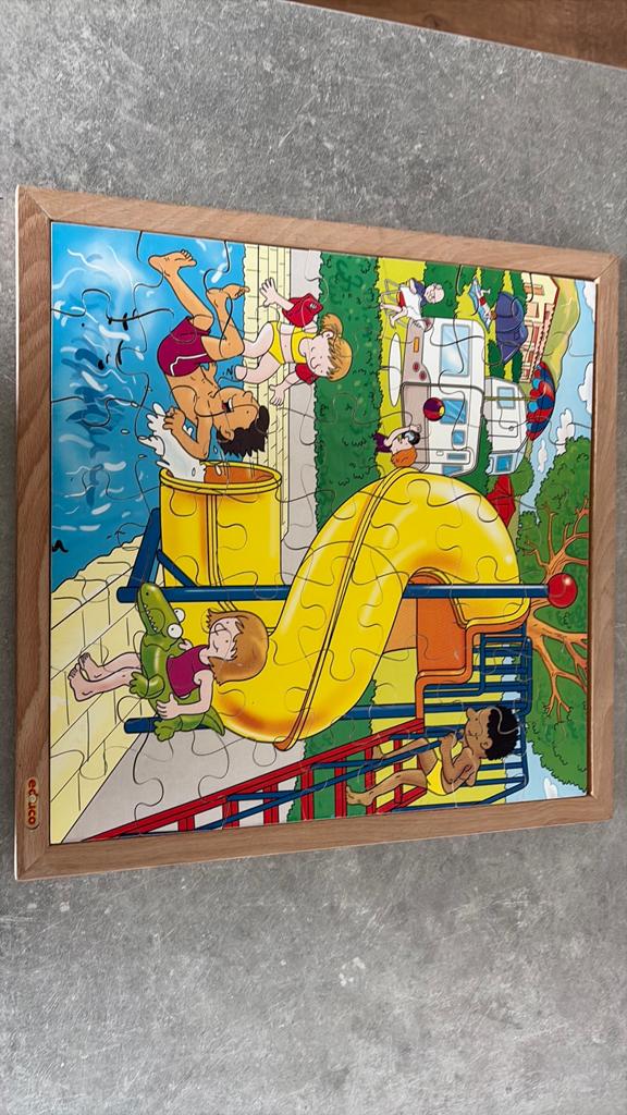 Educo houten puzzel zomer/zwembad/camping, Zo goed als nieuw, Van hout, 4 tot 6 jaar, Verzenden
