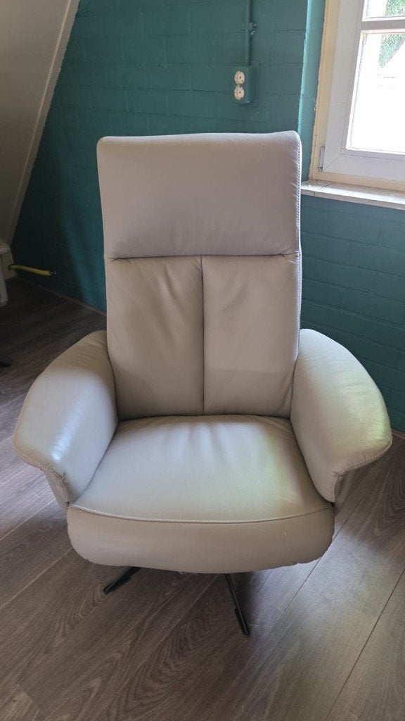 leren draai fauteuil, Ophalen, Minder dan 75 cm, Leer, Zo goed als nieuw