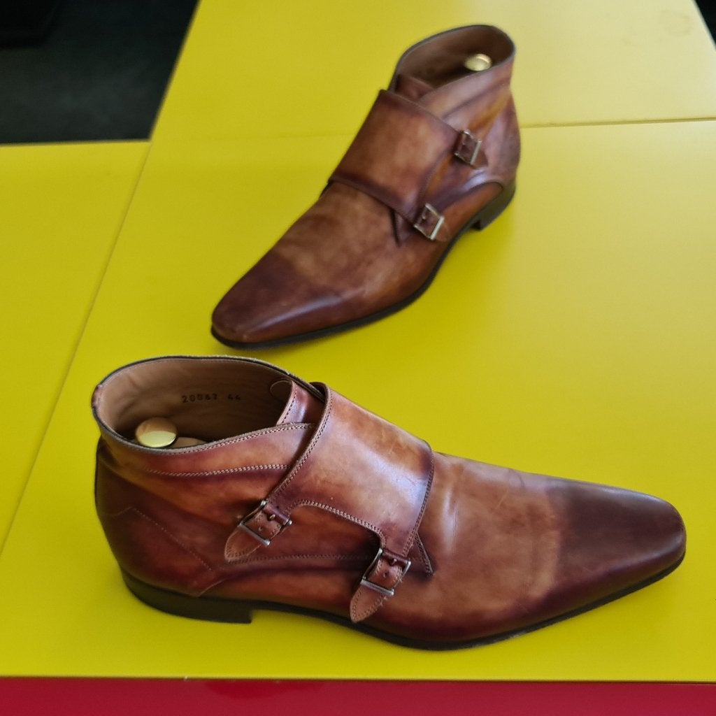 Magnanni half hoog schoenen met 2 gesp en cognac kleur 44, Bruin, Ophalen of Verzenden, Magnanni, Gespschoenen