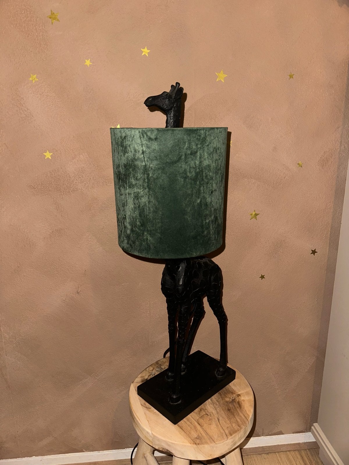 Light & Living Tafellamp Giraffe met Groene Kap, Groen, Textiel, 68 cm, Met kap