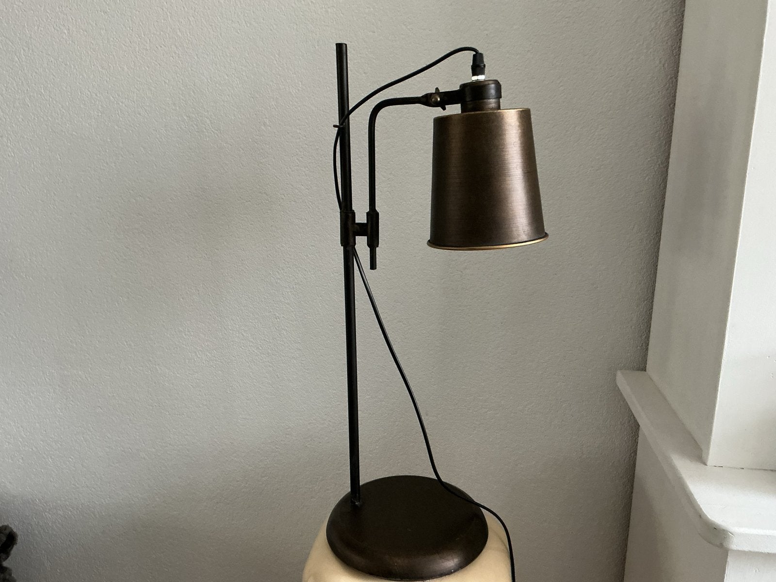 Verstelbare bronzen tafellamp/bureaulamp, Huis en Inrichting, Lampen | Vloerlampen, Zo goed als nieuw, Minder dan 100 cm, Metaal