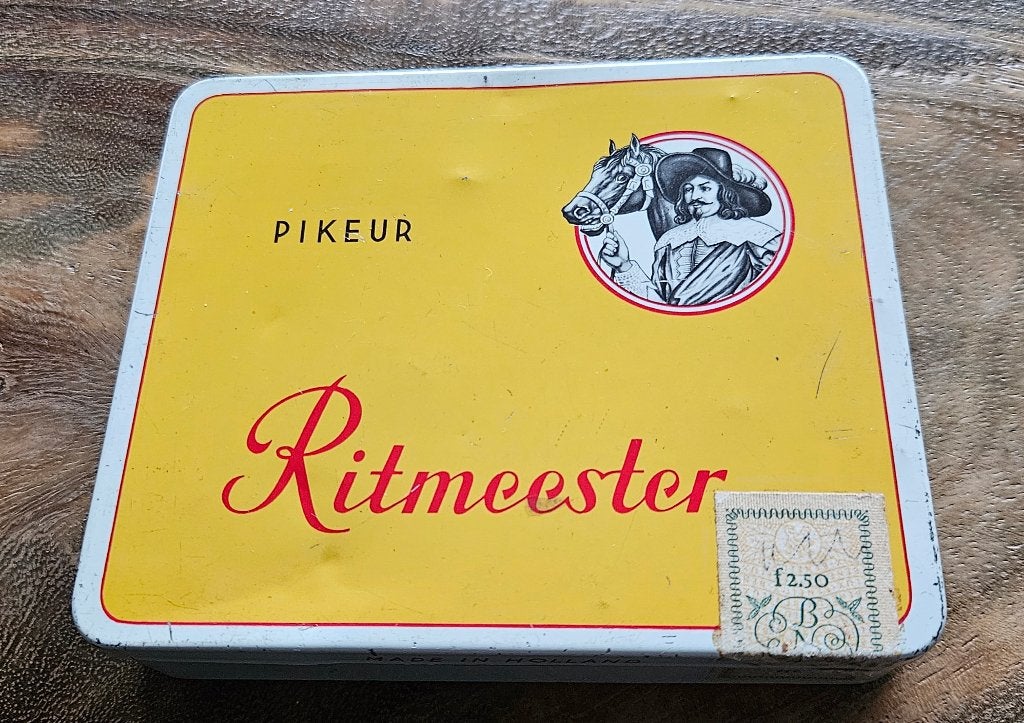 Ritmeester Pikeur sigaren 1960 - 12,5x10,5cm vintage blikje!, Ophalen of Verzenden, Gebruikt, Overige, Overige merken