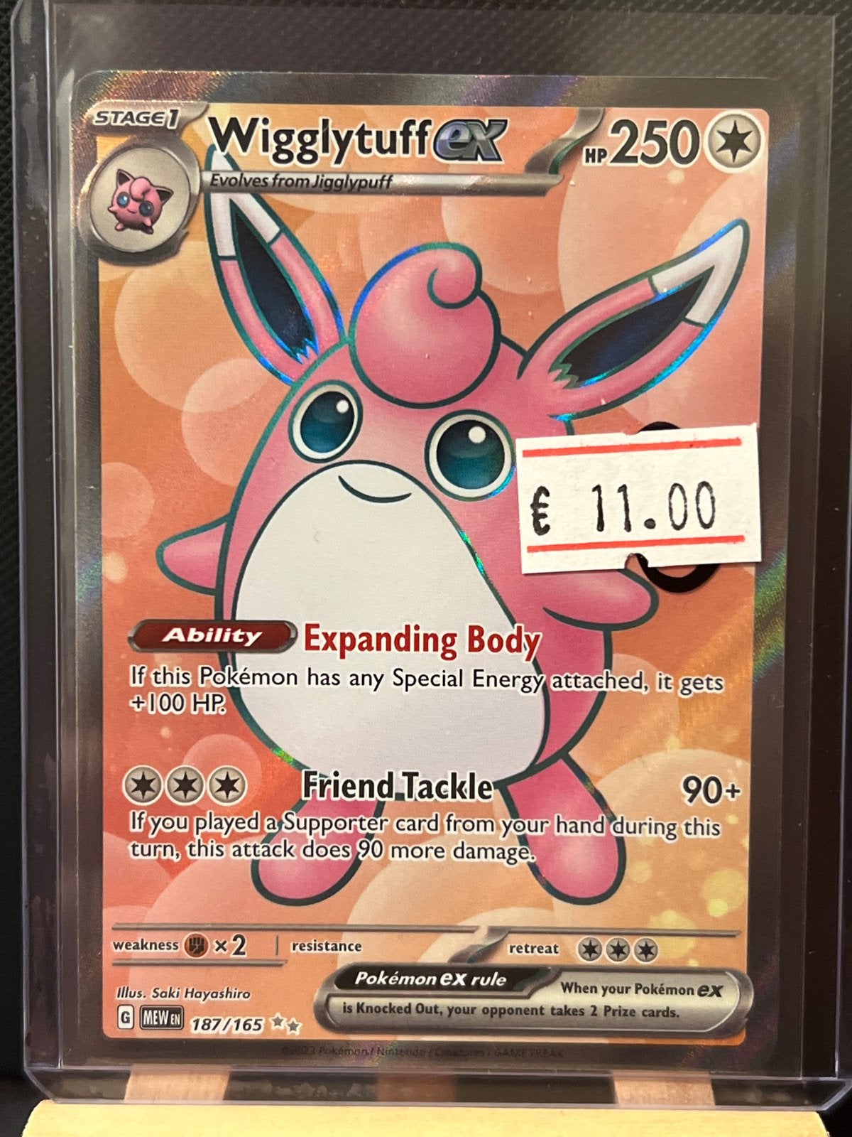 Wigglytuff ex Pokémon Kaart 187/165 - Mew ex Set, Ophalen of Verzenden, Zo goed als nieuw, Losse kaart, Foil