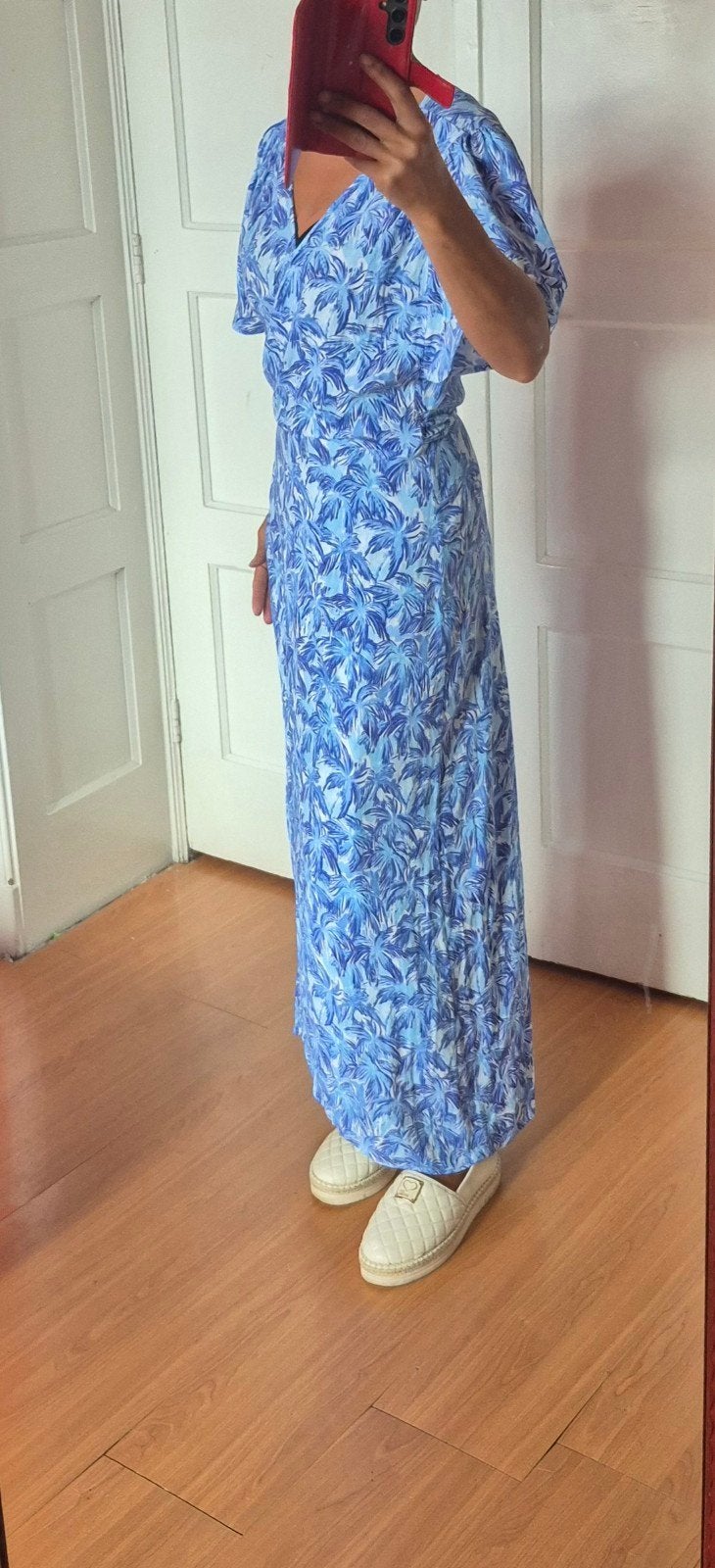 Leuke lange zomerjurk van Fabienne Chapot maat 42, Blauw, Maat 42/44 (L), Ophalen of Verzenden, Zo goed als nieuw