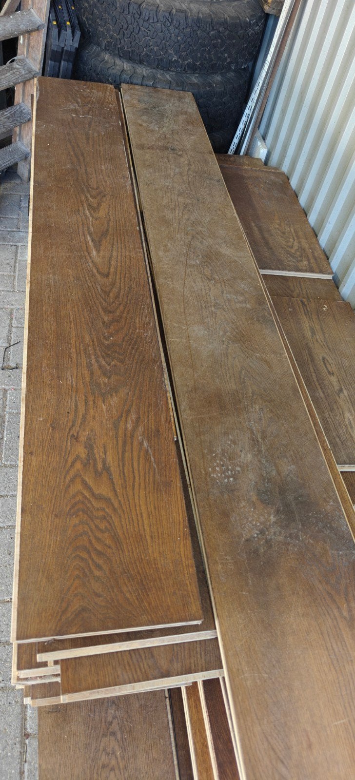 Eiken vloer 75.m2  brede en lange plank, Gebruikt, 10 m² of meer, 10 tot 30 cm, Hout