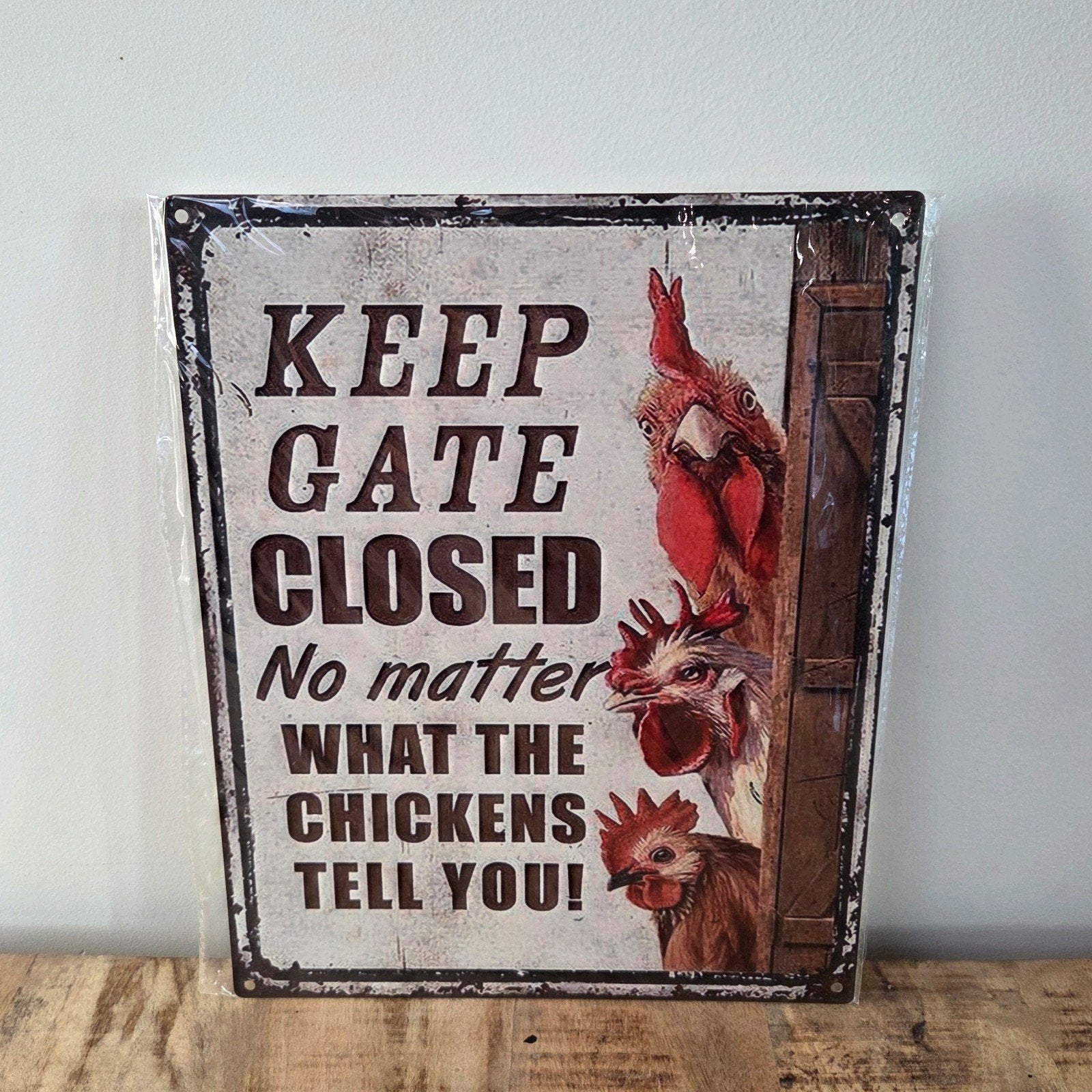 Metalen tekstbord kippen, Tekstbord, 20 cm, Nieuw, Ophalen of Verzenden