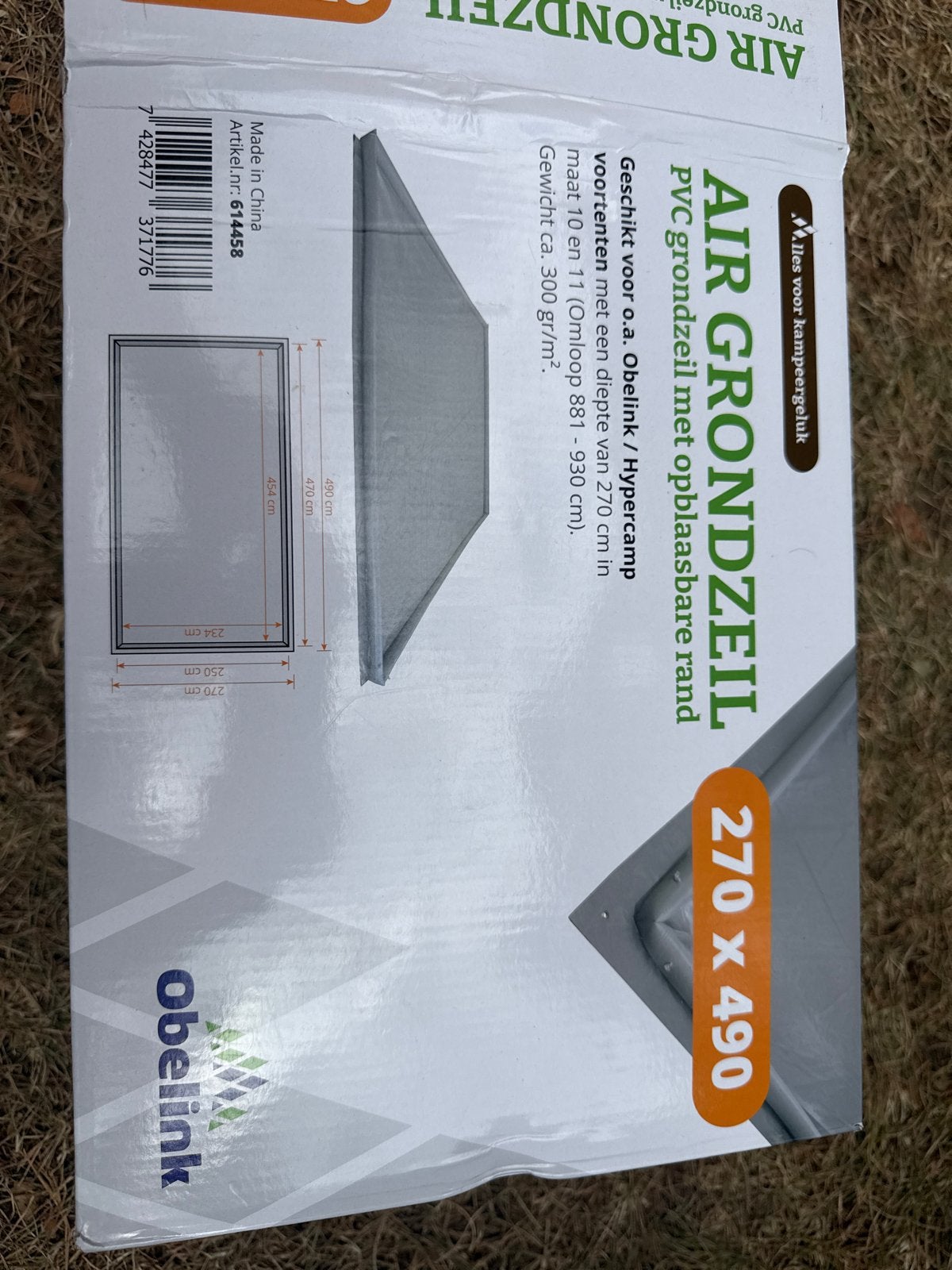 Obelink Air Grondzeil PVC 270x490 cm met opblaasbare rand, Ophalen, Nieuw