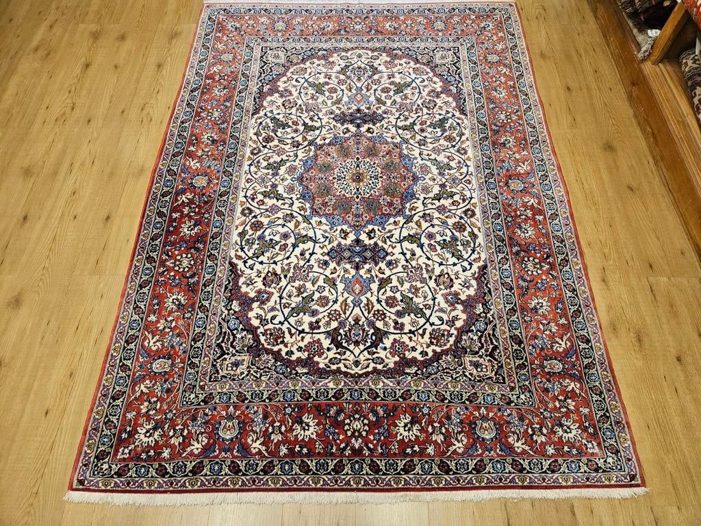 Vintage handgeknoopt perzisch tapijt isfahan 225x160, Info@SlatsAntiek.nl, Perzisch, 150 tot 200 cm, 200 cm of meer