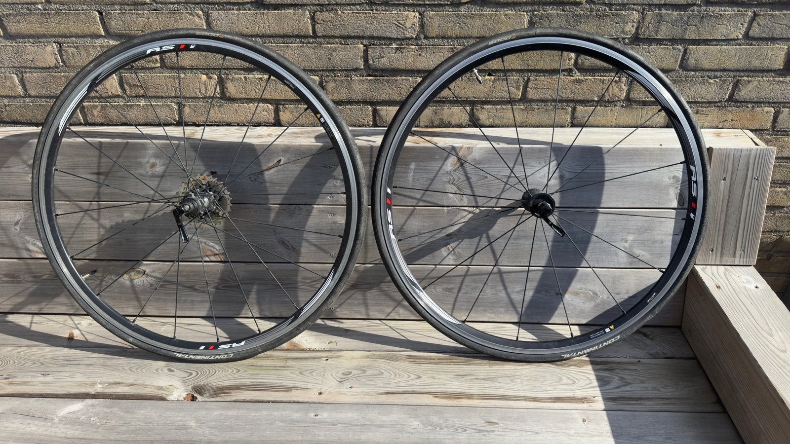Shimano RS100 racefiets wielen met Continental banden, Wiel, Gebruikt, Ophalen of Verzenden, Aluminium