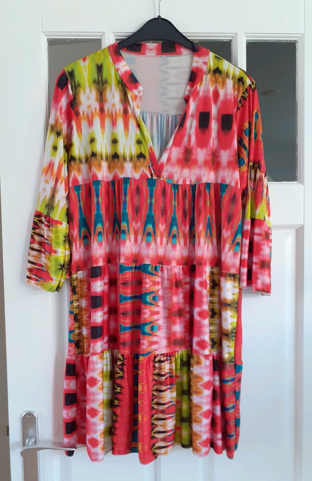 Made in Italy jurk van travelstof in nieuwstaat XL, Made in Italy, Meerkleurig, Maat 46/48 (XL) of groter, Ophalen of Verzenden