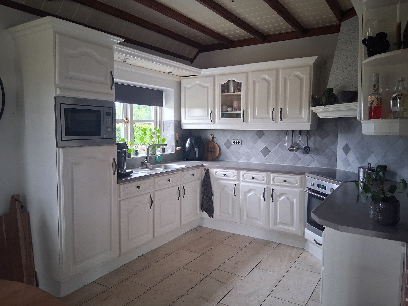 Te koop complete keuken van echt eiken hout., Ophalen, Gebruikt, Graniet of Steen, Hoekkeuken