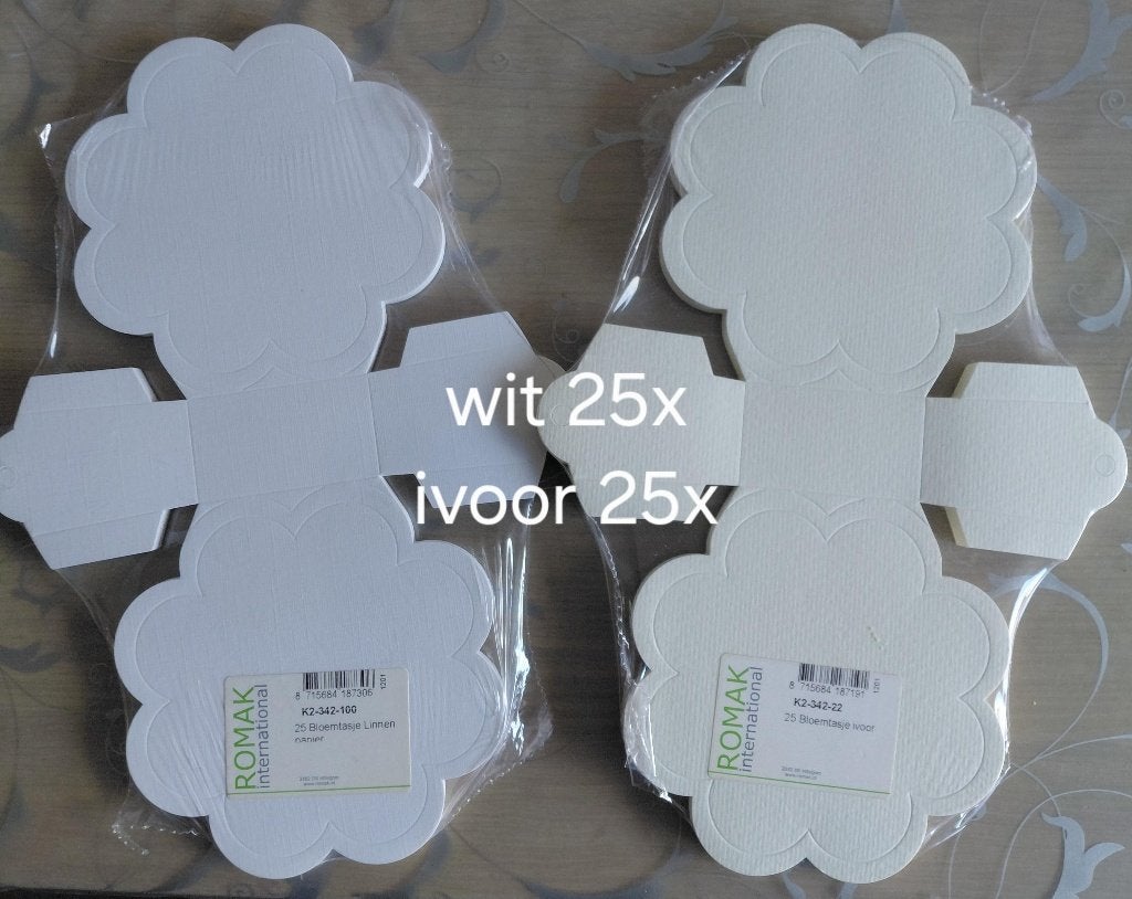 Romak bloemtasje 25x ivoor en 25x wit, Verzenden, Overige thema's, Nieuw, Papier of Karton
