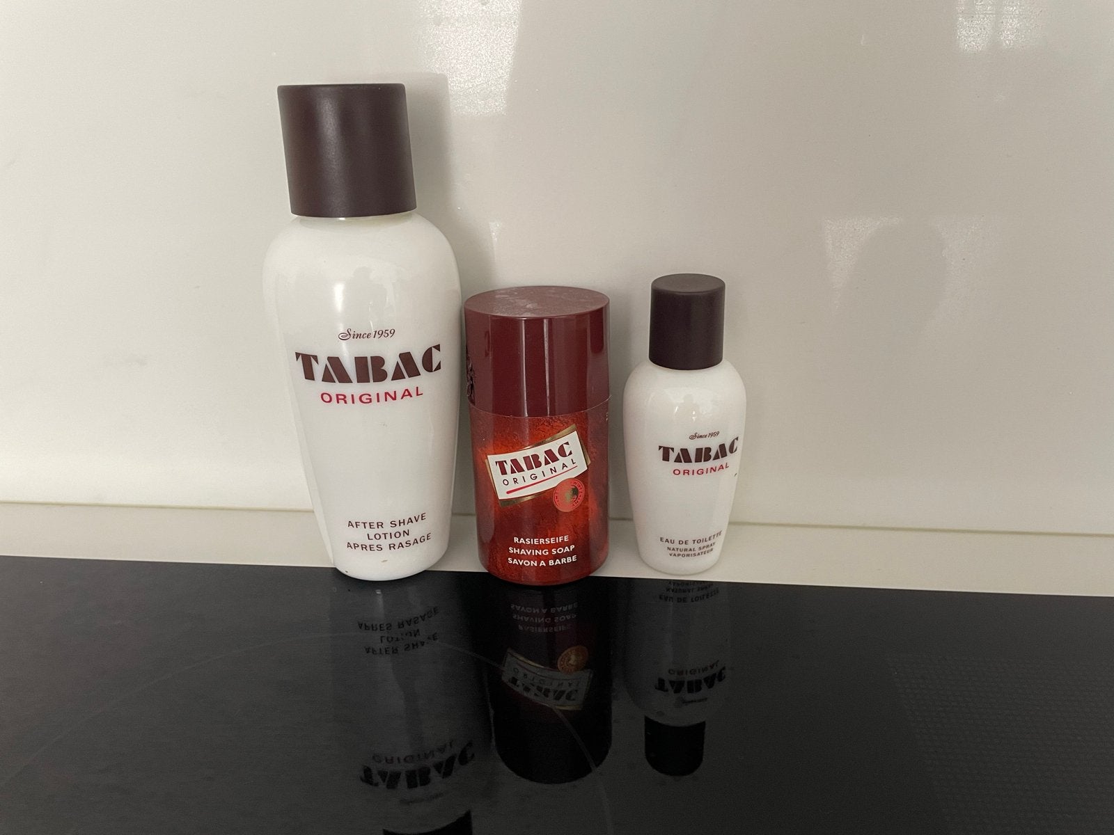 Tabac Original: Aftershave (vol) en Eau de Toilette (leeg), Ophalen of Verzenden, Gebruikt, Overige typen