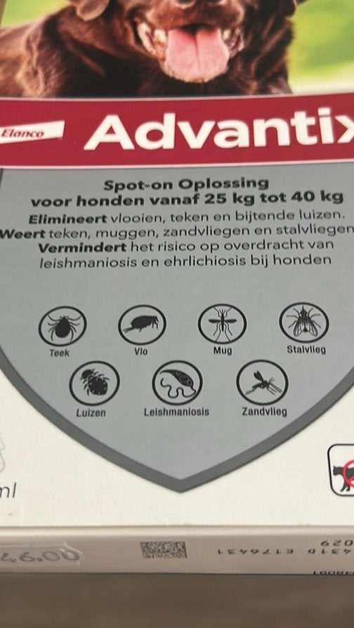 3 pippetjes tegen vlooien teken, luizen etc 25-40 kg, Ophalen, Zo goed als nieuw