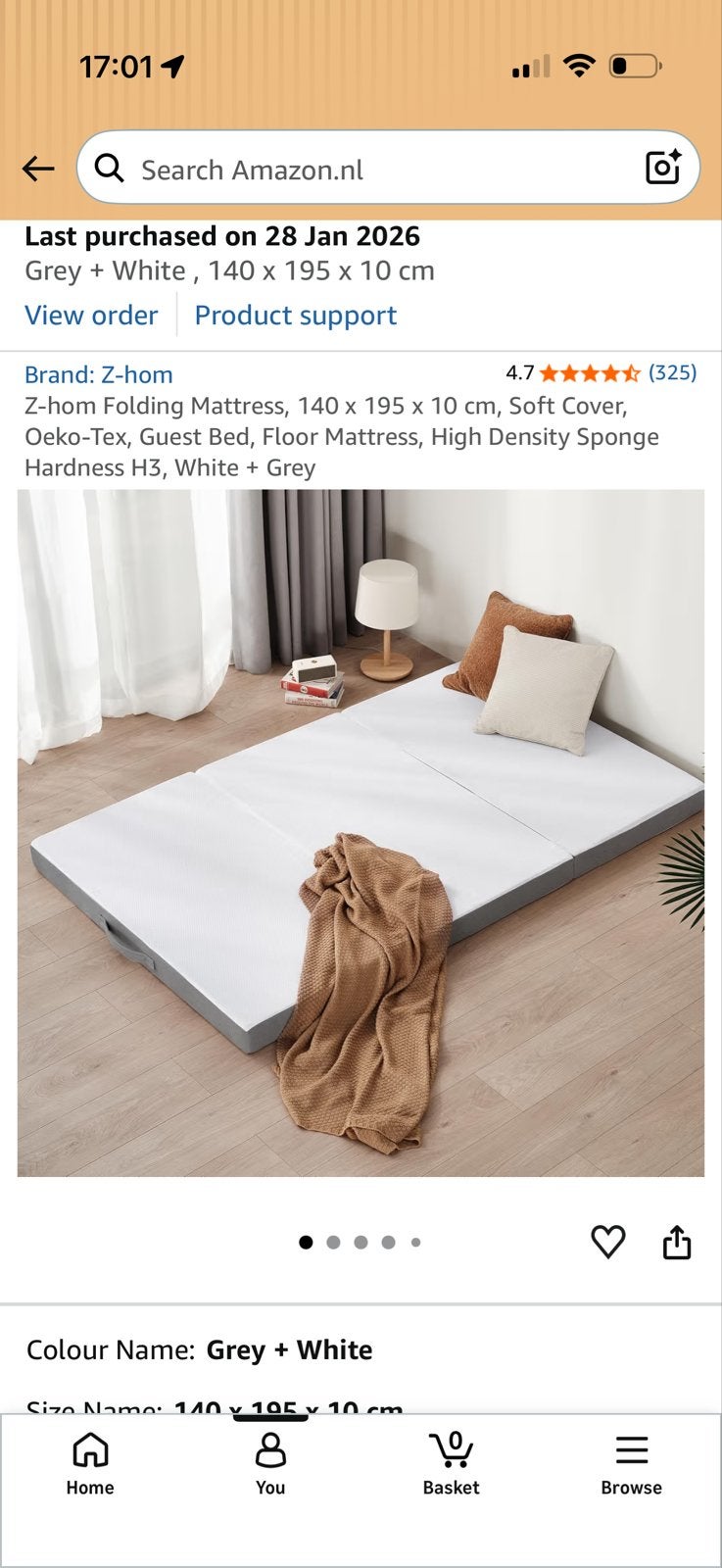 Opvouwbaar matras 140x195x10 - Slechts 2x gebruikt, Huis en Inrichting, Slaapkamer | Matrassen en Bedbodems, Ophalen, Tweepersoons