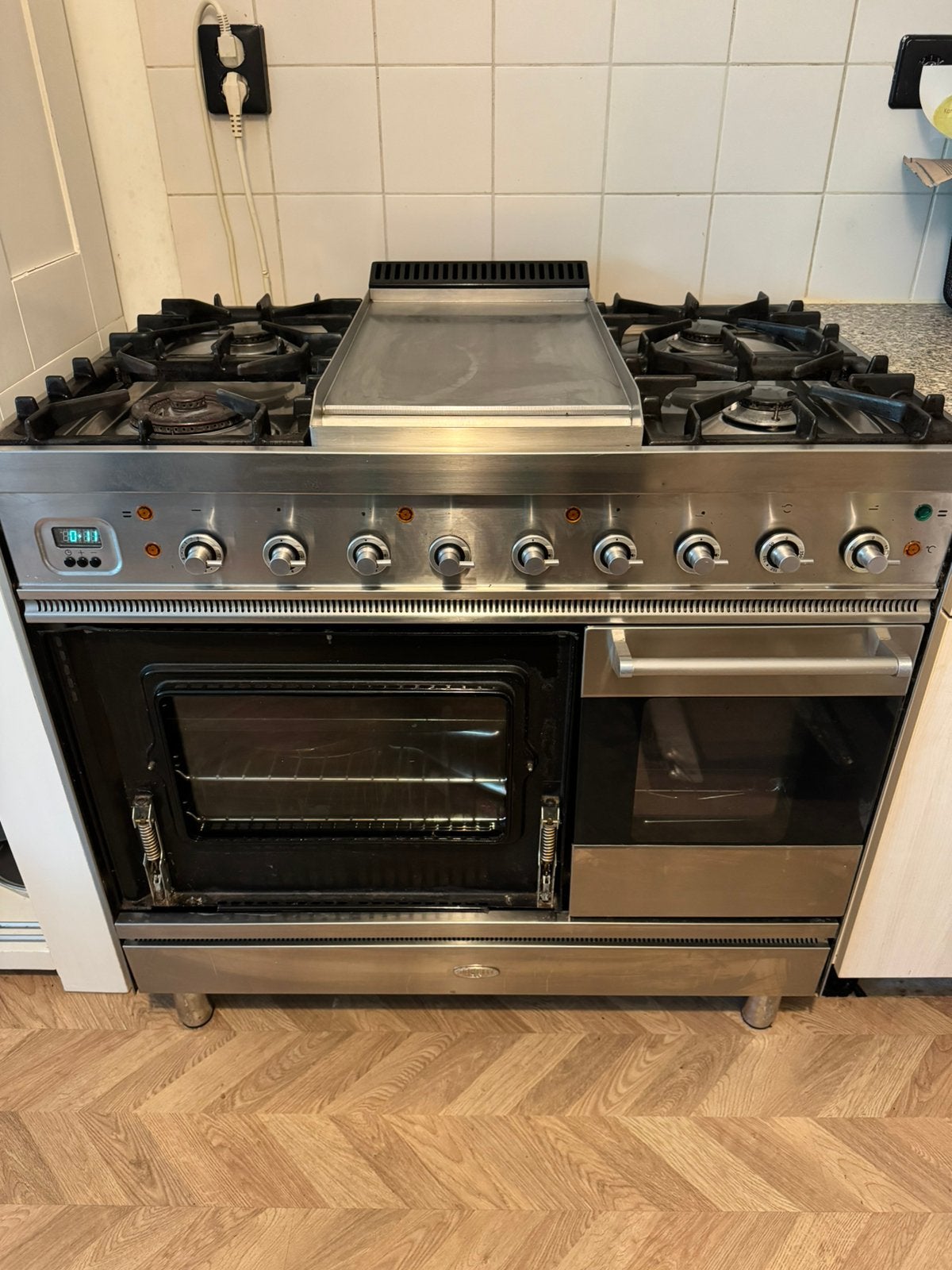 Gasfornuis 5 pits grillplaat Boretti, Ophalen, Gebruikt, 60 cm of meer, Grill